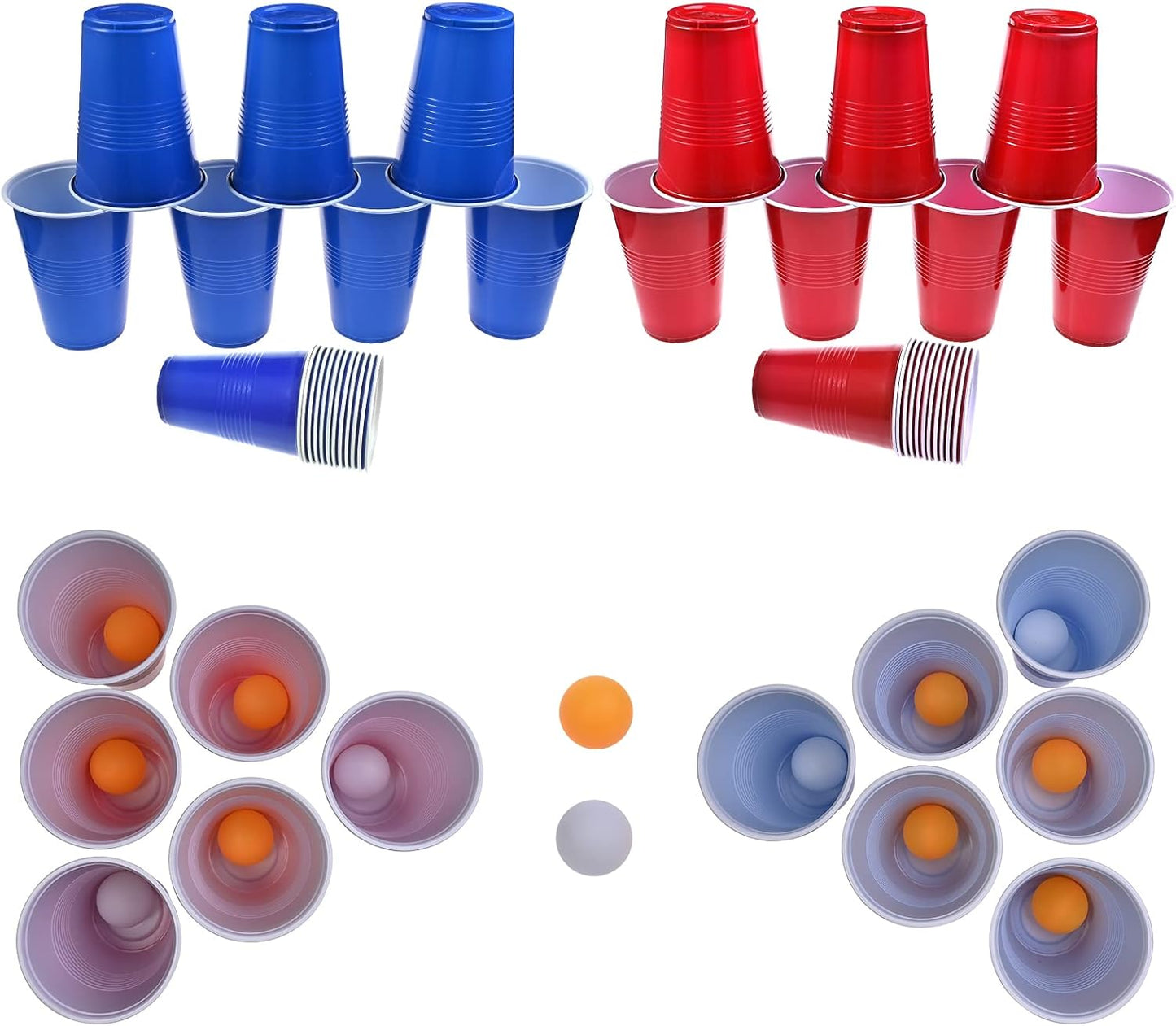 GOLDGE 60 Packs 16 Oz Plastic Party Cups Reusable in Red and Blue with 10 Pack ping Pong Balls, Cup Pong Game Set for Drinks, Soda, Punch, Barbecues, Picnics - Stock Your Home