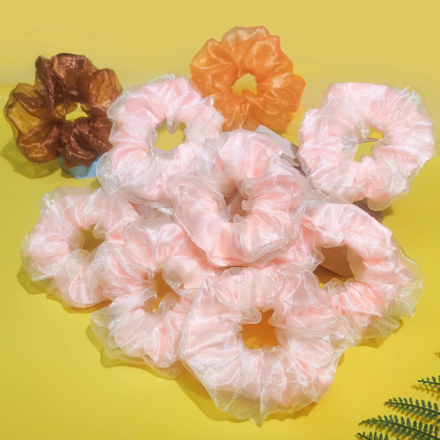 Light Up Scrunchies, Double-layer LED Scrunchy Hair Ties Glow in the Dark Party Supplies Glow Sticks Party Favor Festival Rave Accessories for Women Neon Party Gifts(9PCS-Pink Set)