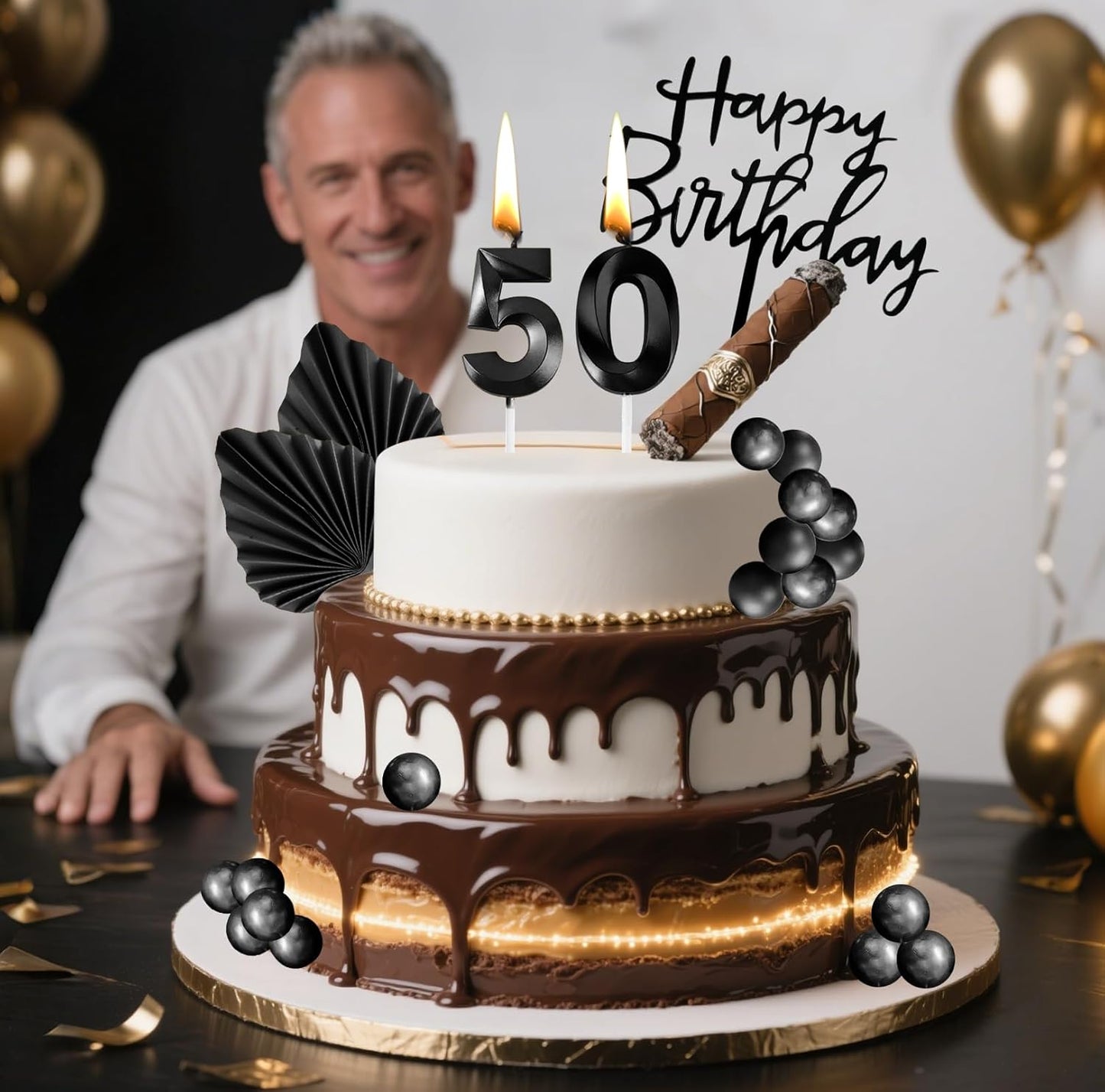 Black Birthday Candles, Tyotrbs Black Matte Candle Birthday Fancy Birthday Candles DIY Cake Decor for Men Women Wedding Anniversary