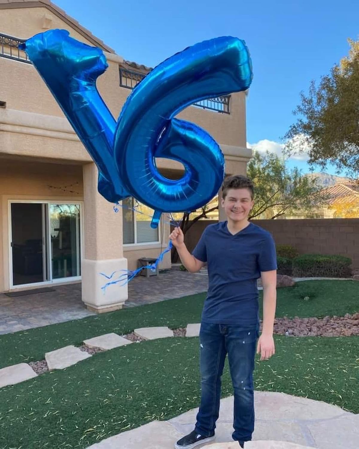 Navy Blue Number 16 Balloon 40 inch, 16 Number Balloons, 16th Navy Blue Birthday Decorations, 16 Year Old Girls Boys Blue Party Supplies