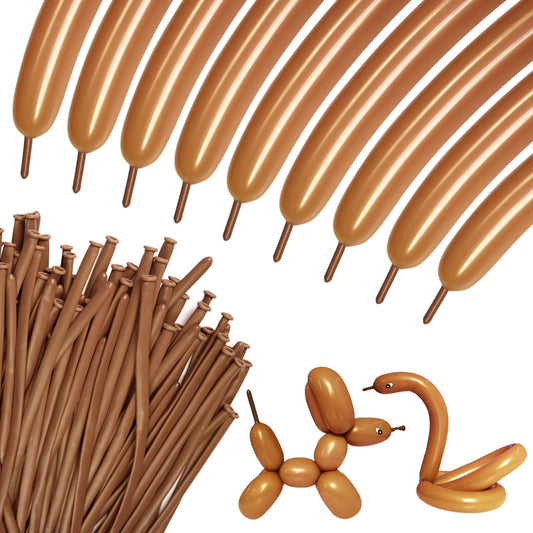 100Pcs 260 Balloons Brown Long Balloons for Balloon Garland Thickening Skinny Latex Twisting Balloon, Brown long balloons for tying Animals Modeling Christmas Birthday Party Decorations. (Cocoa)