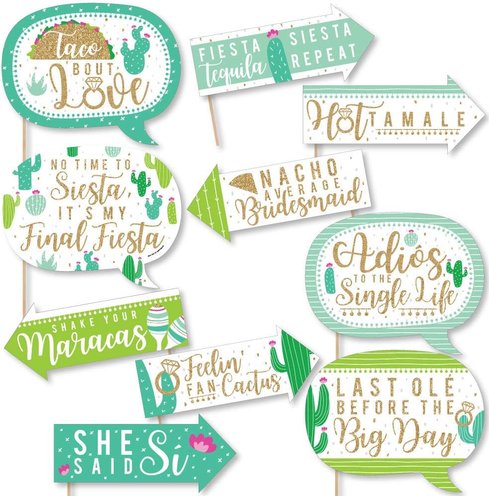 Big Dot of Happiness Funny Final Fiesta - Last Fiesta Bachelorette Party Photo Booth Props Kit - 10 Piece