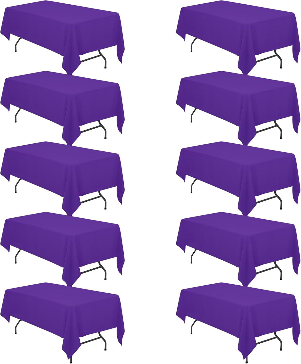 BRILLMAX 10 Pack Purple Tablecloths for 6 Foot Rectangle Tables 60 x 102 Inch - 6ft Rectangular Bulk Linen Polyester Fabric Washable Cloth Cover for Wedding Reception Banquet Birthday Party