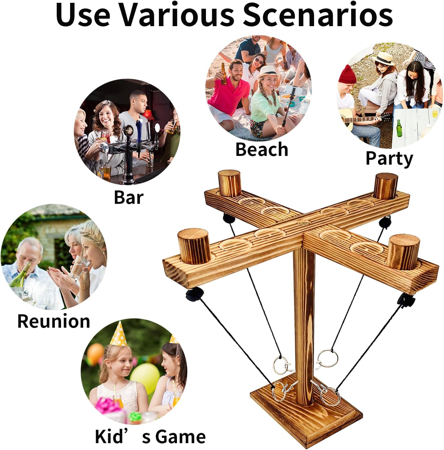 Ring toss Game for Adults,Yard Games,Wooden Rings for Ring toss,Outdoor Indoor Games,Bars Hook and Ring Game,Suitable for Camping,Party,Backyard Games.Adult Games for Game Night,