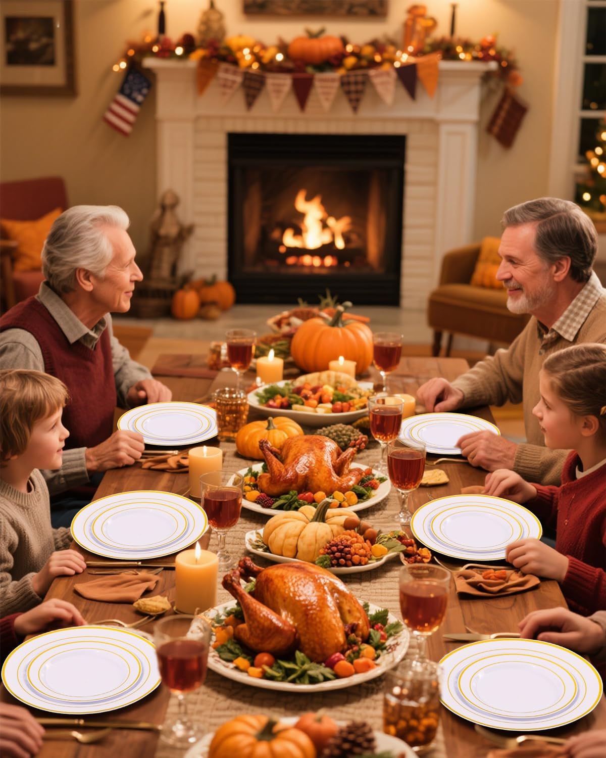 Supernal 60pcs Gold Plastic Dinnerware Set Includes Gold Plastic Plates and Disposable Silverware,Disposable Party Plates and Flatware Service for 12 Guests,Perfect for Birthday,Party,Wedding