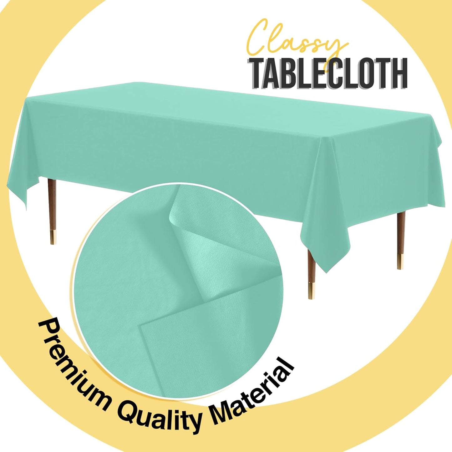 Exquisite 66% Thicker Premium Plastic Table Cloth Rectangle Table Cover 0.5 Mil 6 Pack Mint Table Cloth 54 Inch x 108 Inch Disposable Tablecloth Won't Tear Easily Like Cheap Thin Brands
