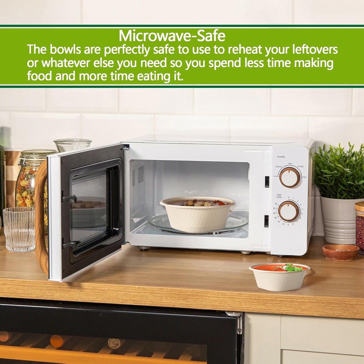 24 Oz Disposable Paper Bowls - Heavy Duty Disposable Bowls - Made from Natural Bagasse - Disposable Bowls for Hot Soup, Salad, Dessert, and More [50 Pack]