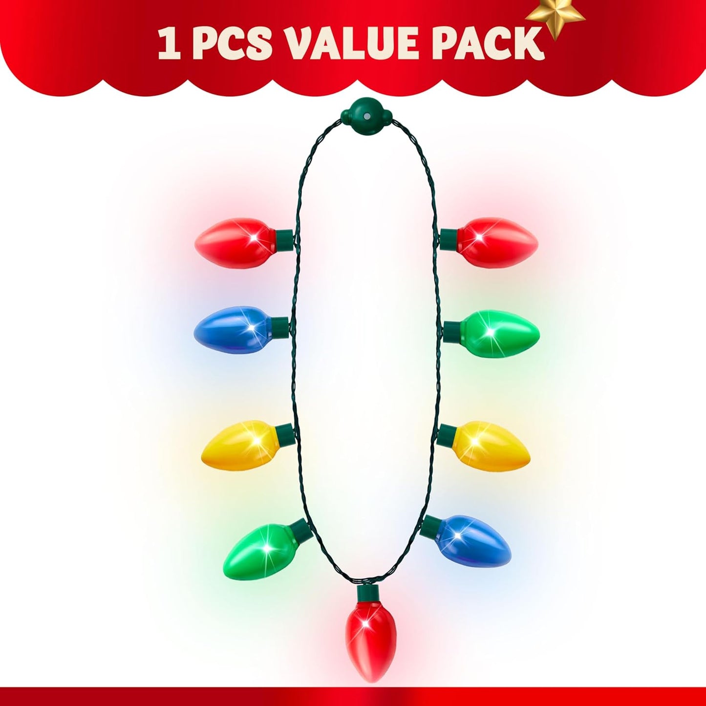 JOYIN 9 Packs Christmas Necklace LED Light Up Necklaces 9 Bulbs LED Holiday Party Favor Costume Accessories for Christmas Xmas Favor Party Supply
