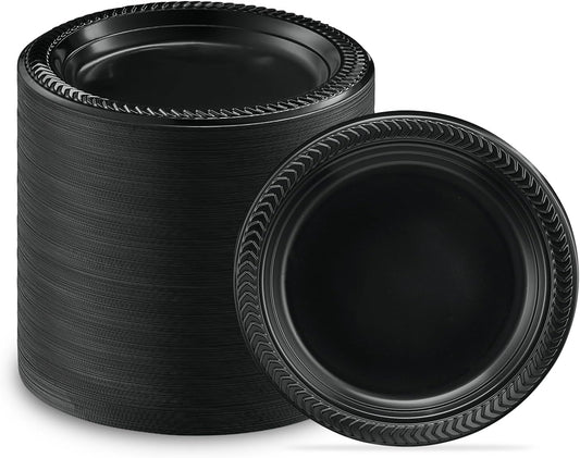 PLASTICPRO 800 PCS Black Plastic Plates Light Weight 6 Inch Plastic Dessert Plates Black Plates Disposable for Party and Wedding