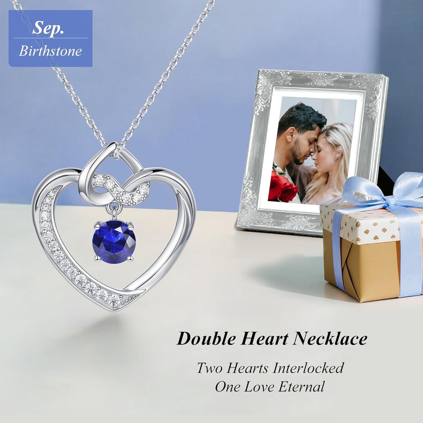 Heart Birthstone Necklaces Gifts for Women Wife, Jewelry for Women Wedding Anniversary Birthday Gifts for Wife Girlfriend Mom Christmas Valentines Gifts S925 Sterling Silver