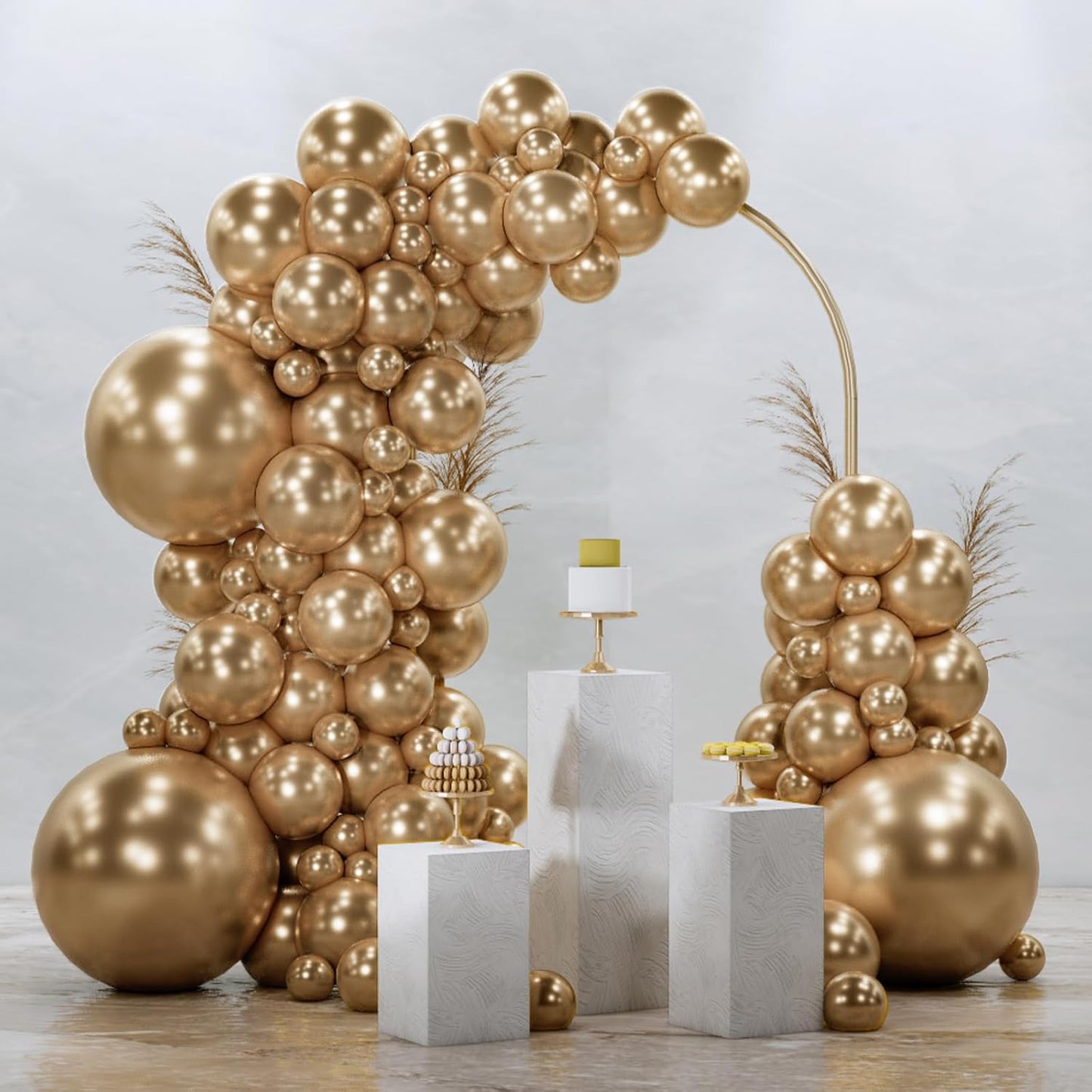 PartyWoo Chrome Gold Balloons 128 pcs Different Sizes Pack of 18 12 10 5 Inch, Metallic Gold Balloon Arch Kit Garland for Birthday Graduation Baby Shower Wedding Party Decorations Gold-G127