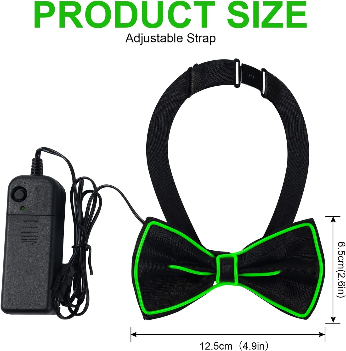 Ainiv Light Up Neckties Bowties Suspenders LED Party Supplies Glow in the Dark Adjustable for Women and Men Parties