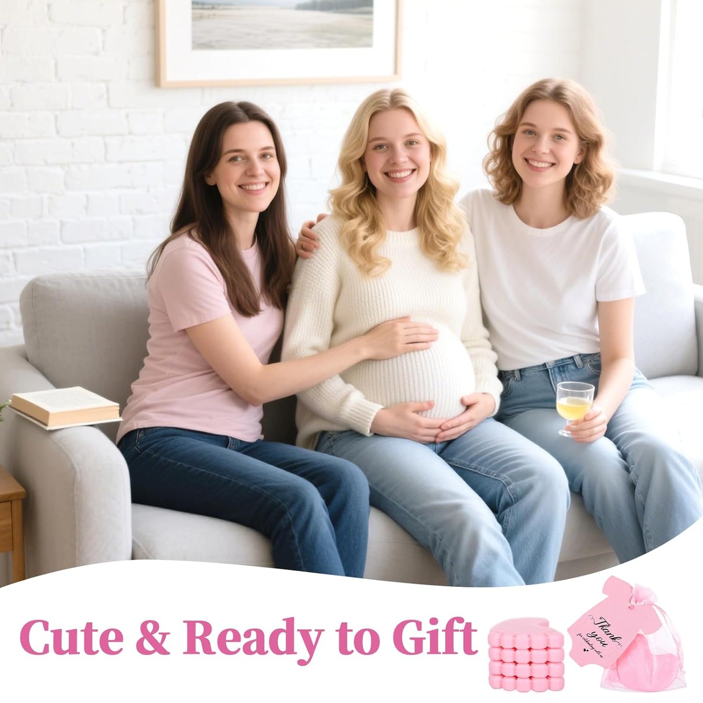 60 Set Baby Shower Soap Favors, Baby Shower Favors Handmade Feet Party Bulk Gifts for Guests with Thank You Tags and Organza Bags, Pink Themed Return Gift for Women Birthday Gender Reveal