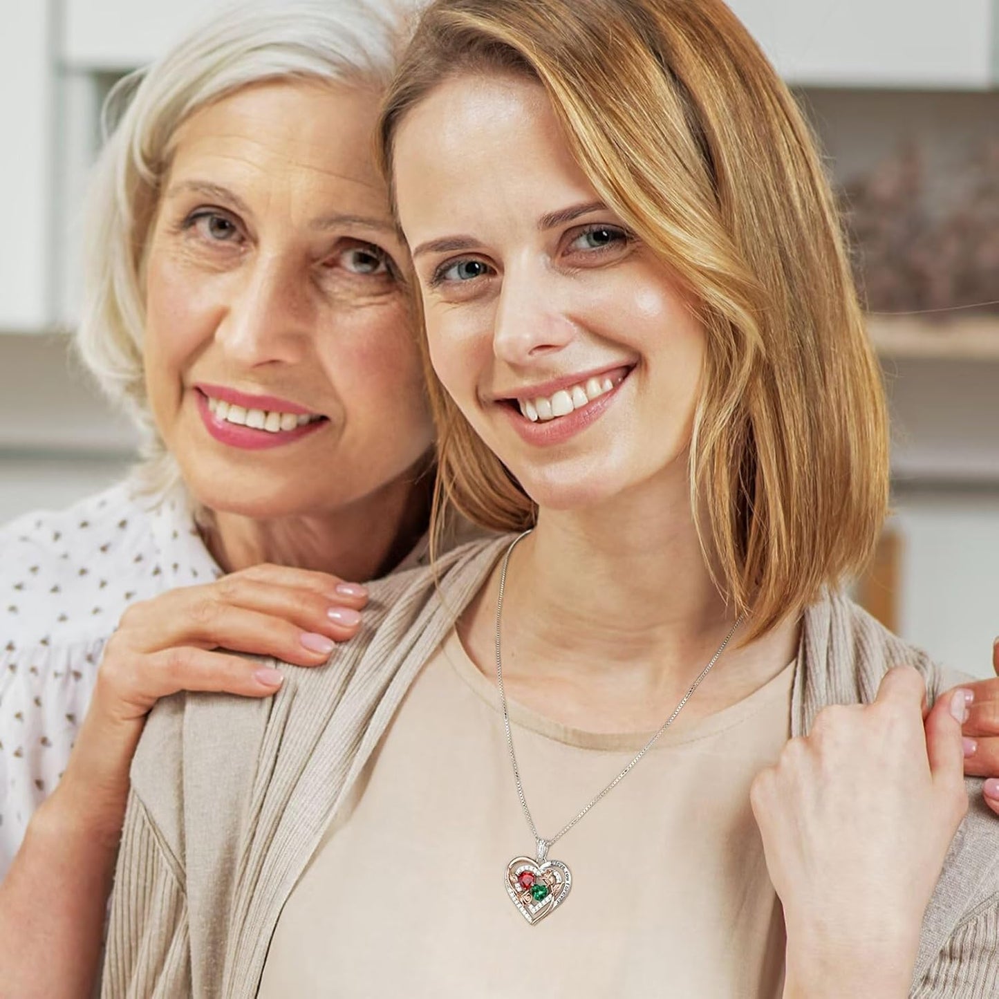 Iefil Birthstone Necklace for Women - Sterling Silver Birthstone Necklace Anniversary Birthday Gifts for Her Wife Mom Daughter