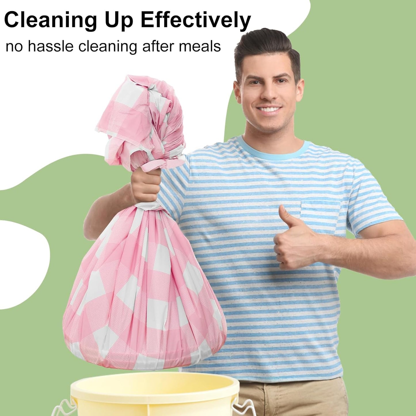 Smiry 54 Inch x 100 Feet Disposable Table Cover Roll, Pink & White Plastic Table Cloth in Cut-to-Size Box with Slide Cutter, Waterproof Rectangle Tablecloths for Weddings, Banquets, Outdoor