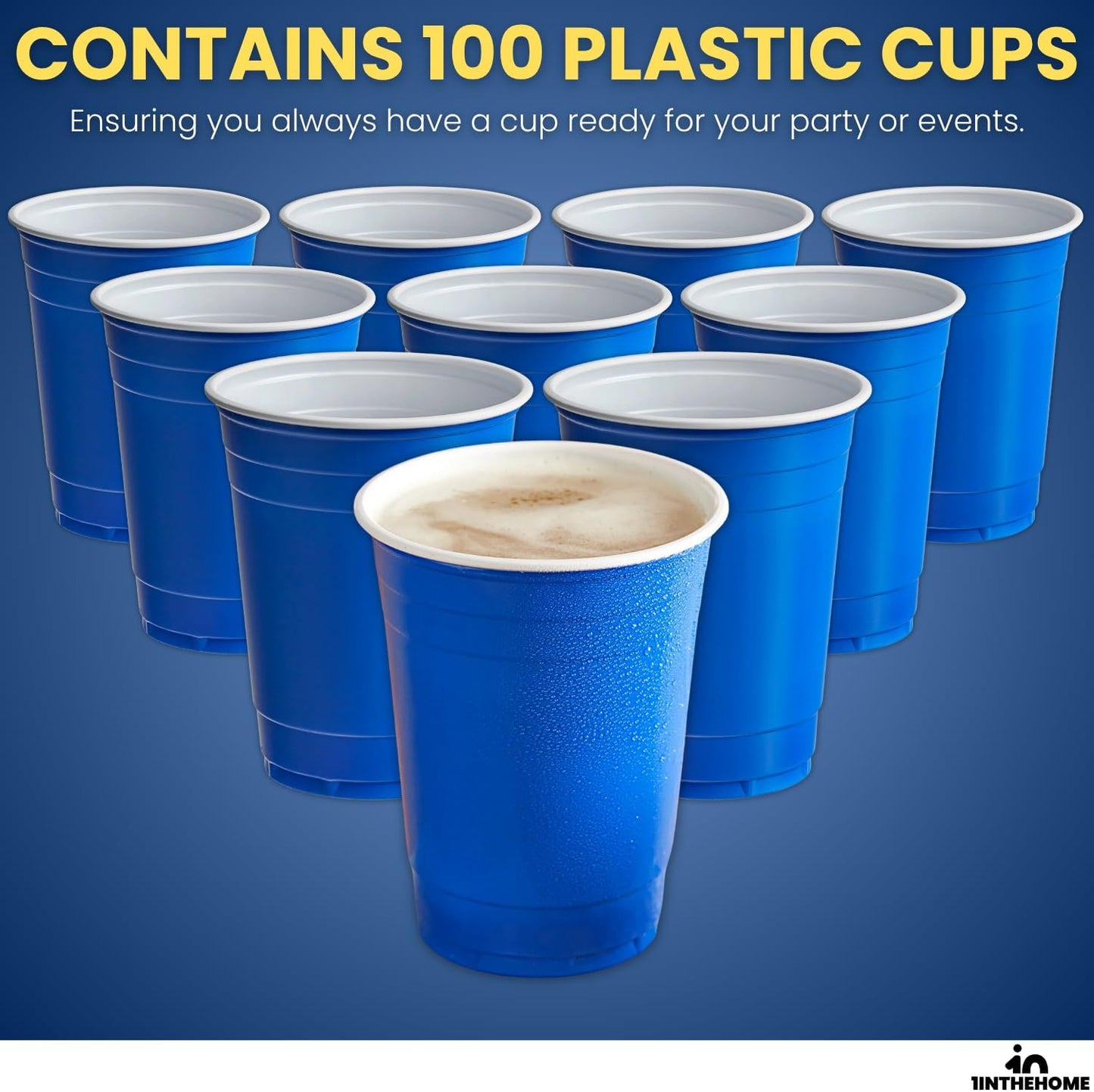 Blue Cups 16 Oz, Disposable Blue Plastic Party Cups (100 pack)