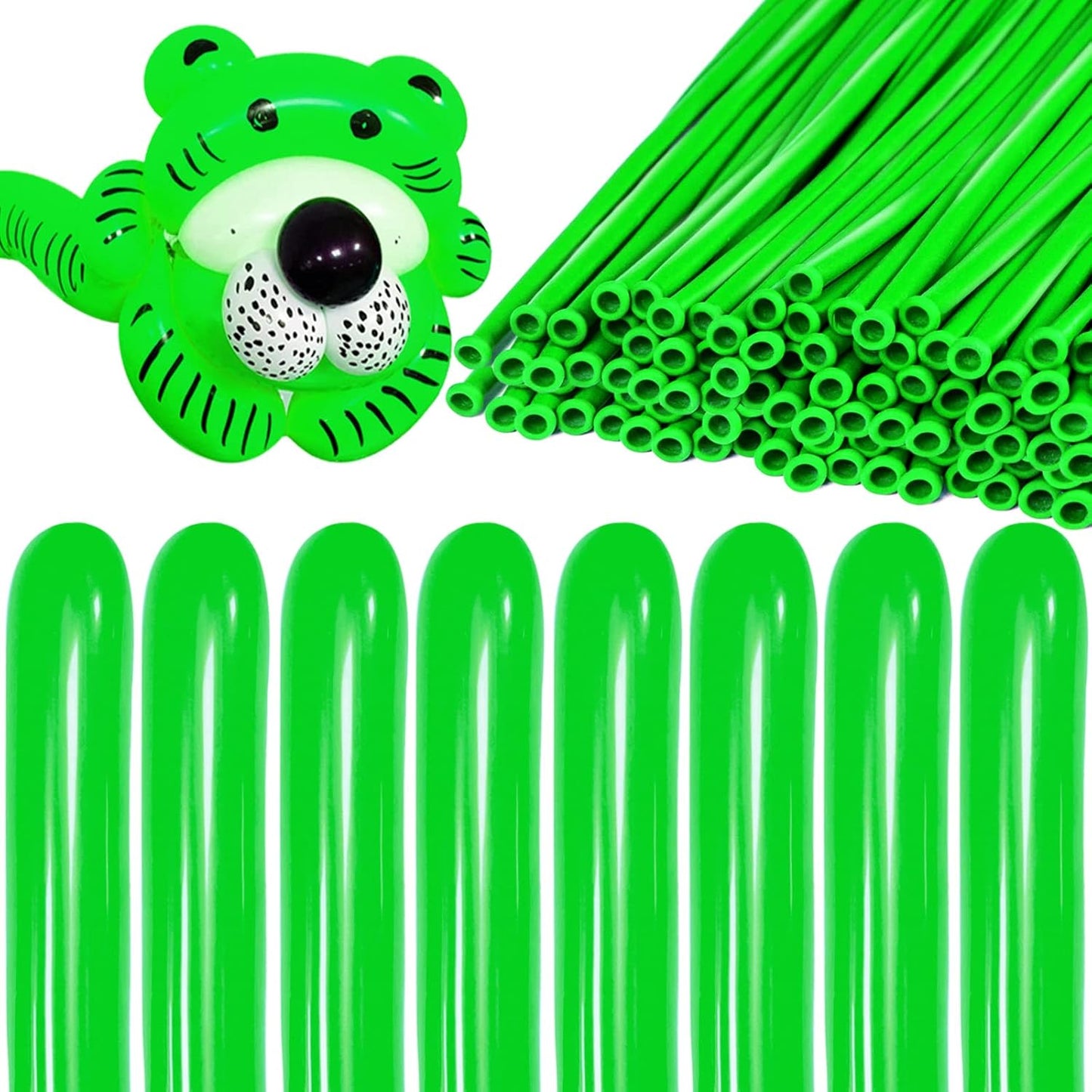 KAWKALSH 260 Green Long Balloons for Balloon Garland Thickening Skinny Latex Twisting Animals Modeling Christmas Birthday Wedding Party Festival Decorations 100pcs