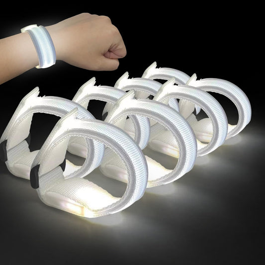M.best 8pcs LED Light Up Bracelets Glow Flashing Wristbands Glow in The Dark Party Supplies for Wedding, Raves, Concert, Camping,Sporting Events, Party White