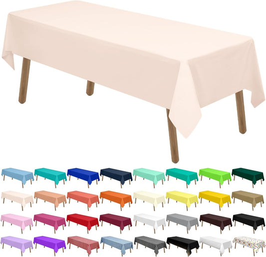 PARTY ULYJA Blush Pink Plastic Tablecloths 2 Pack 54 x 108 Inch Rectangular PEVA Vinyl Table Covers for Picnic Birthday Wedding Parties