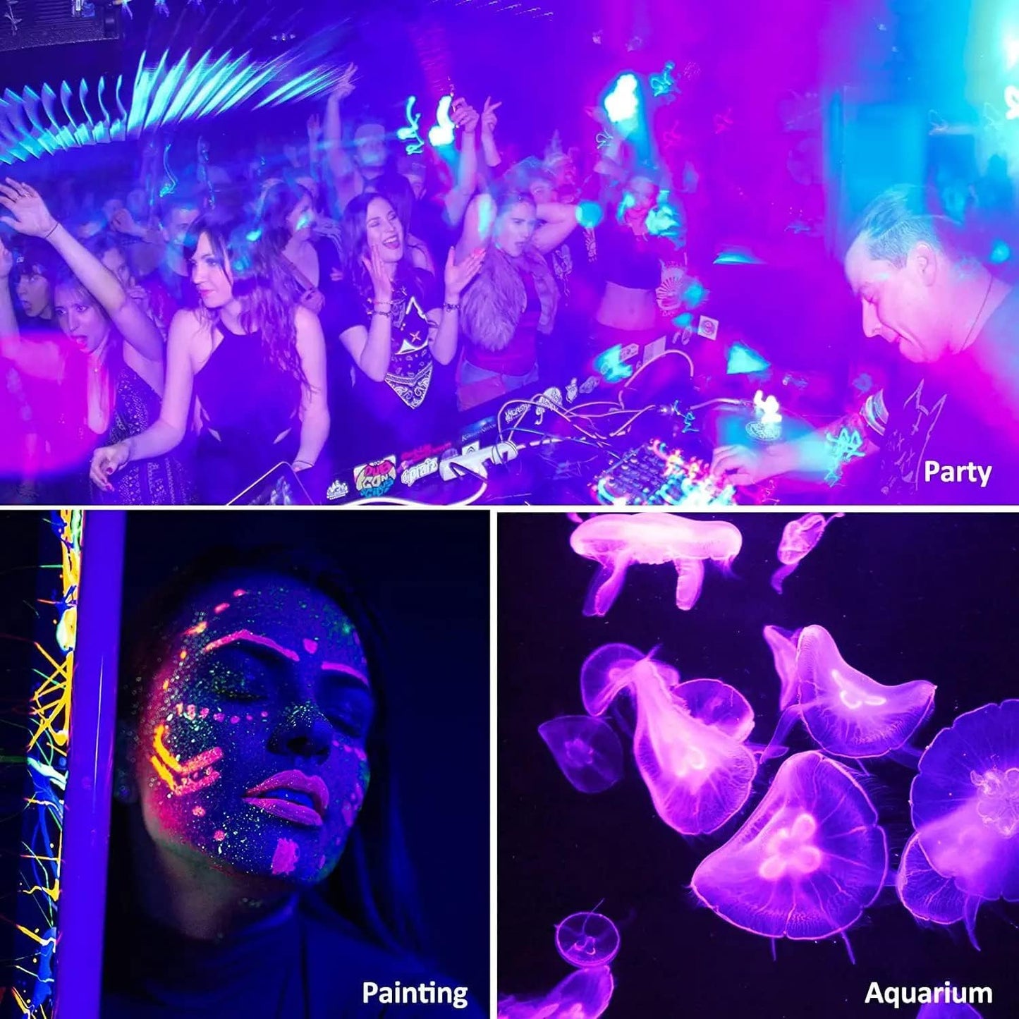 2 Pack 400W LED Black Light,Black Flood Light Outdoor with Plug and Switch, IP66 Waterproof 395nm to 405nm LED UV Blacklight Neon Glow for Glow Party, Halloween, Fluorescent Poster, Body Paint