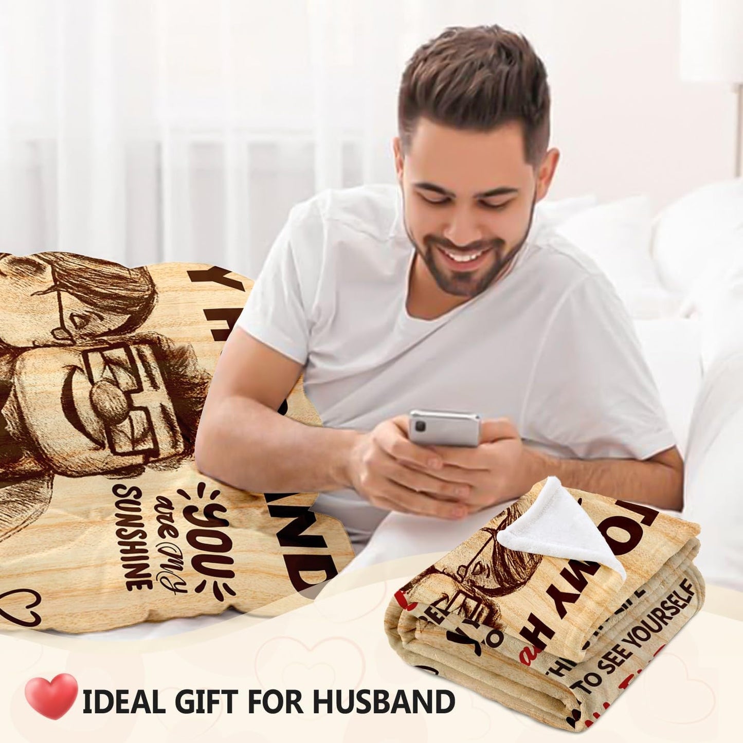 Gifts for Husband Christmas - Husband Birthday Gift from Wife - Anniversary Wedding Gifts for Men Him Husbands - Romantic I Love You & Valentines Day Gifts for Him - To My Husbands Blanket 50"x60"