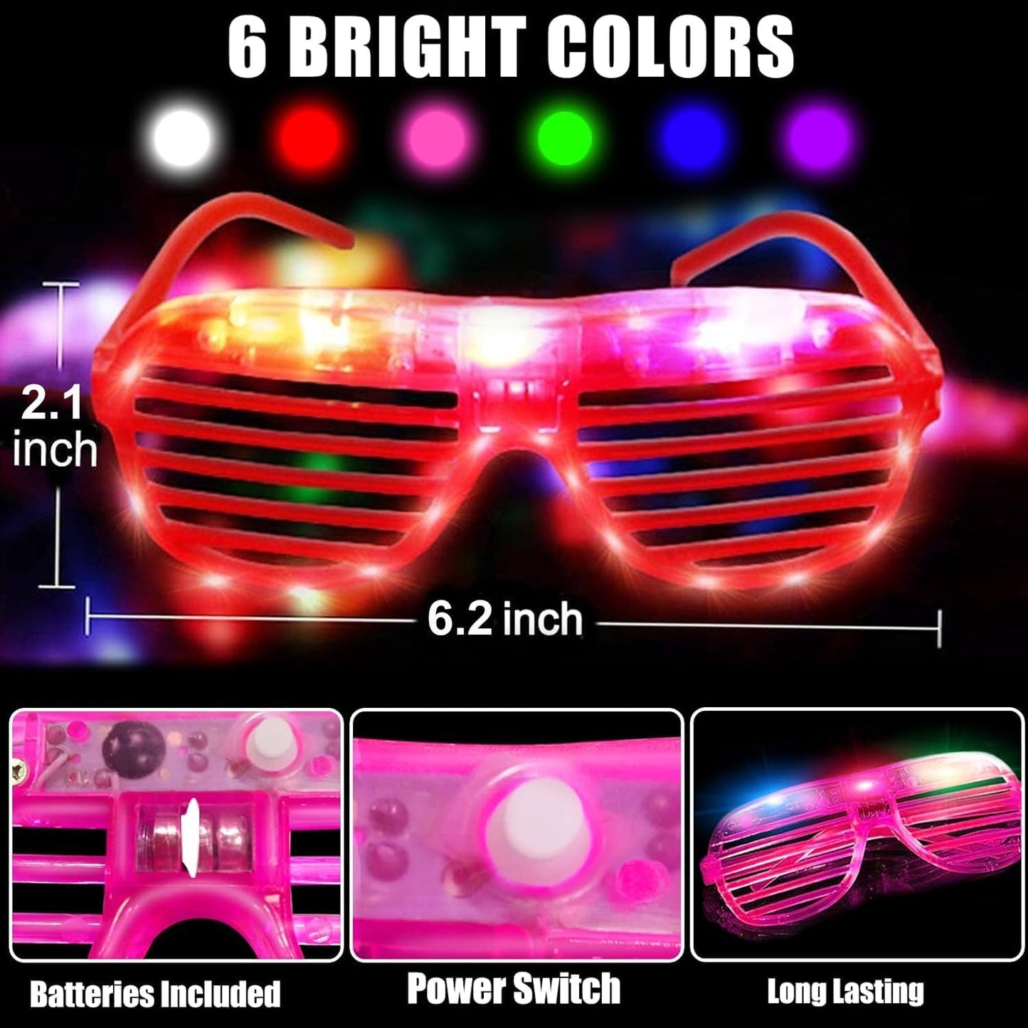 30 Pack LED Glasses Glow in The Dark Party Supplies,Easter Glow Sticks Glasses,Party Glasses for Adults Kids Neon Party Favors,Rave Light Up Sunglasses Pool Birthday Wedding Patriotic Party Favors