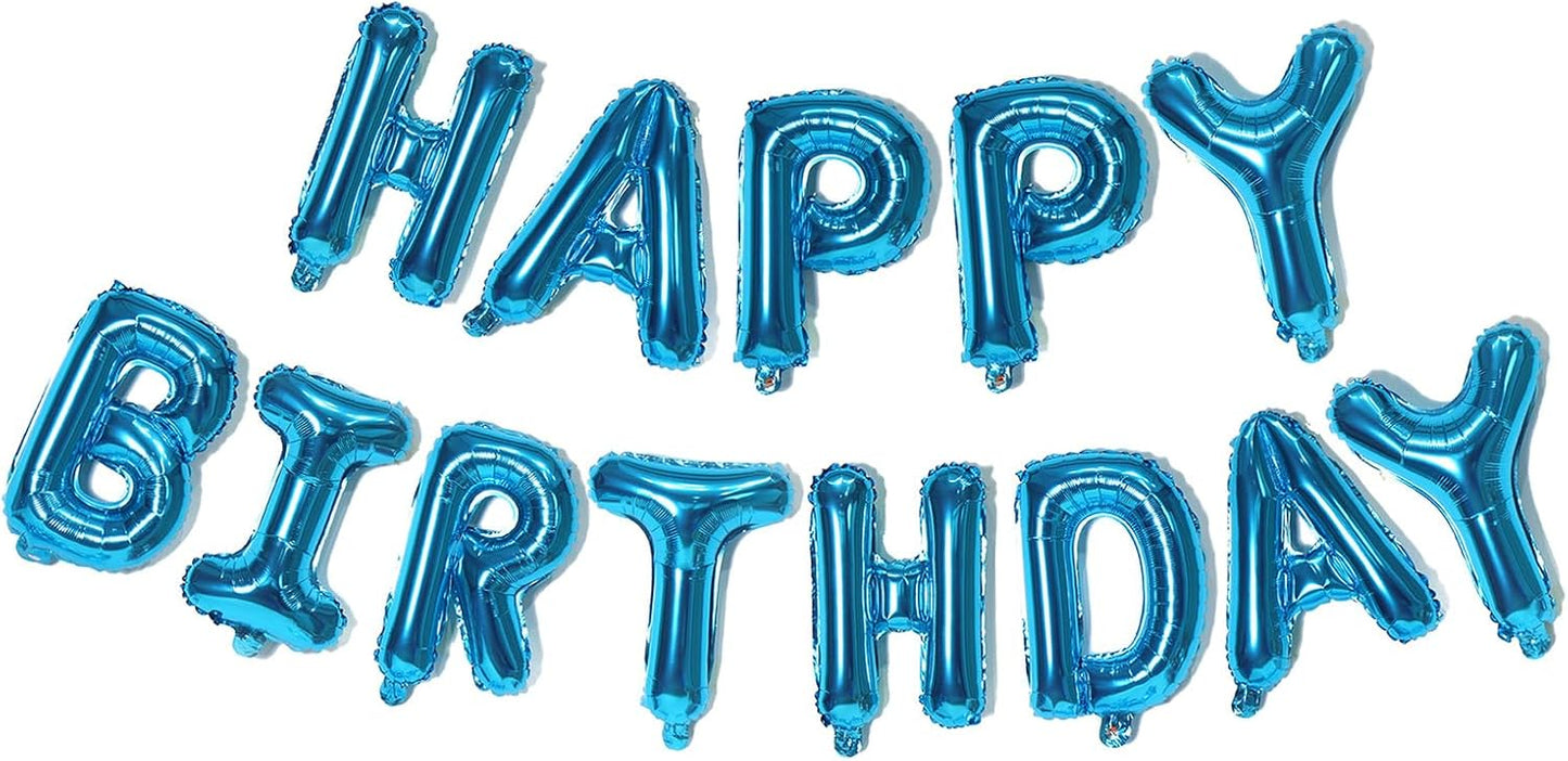 KALOR Dark Blue Happy Birthday Balloons Banner, 16 Inch Mylar Foil Letters Balloon Sign for Women, Men, Boys & Girls Kids Birthday Decorations Photo Backdrop