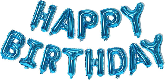 KALOR Dark Blue Happy Birthday Balloons Banner, 16 Inch Mylar Foil Letters Balloon Sign for Women, Men, Boys & Girls Kids Birthday Decorations Photo Backdrop