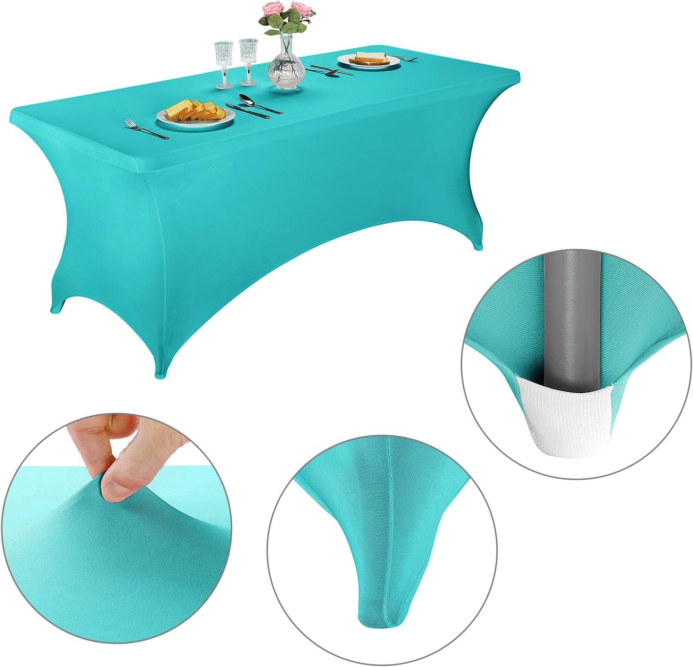 LZY Spandex Fitted Stretch Table Cover for 6 ft or 4ft or 8ft Folding Table, Rectangular Cocktail Tablecover, Perfect for Party and Banquet