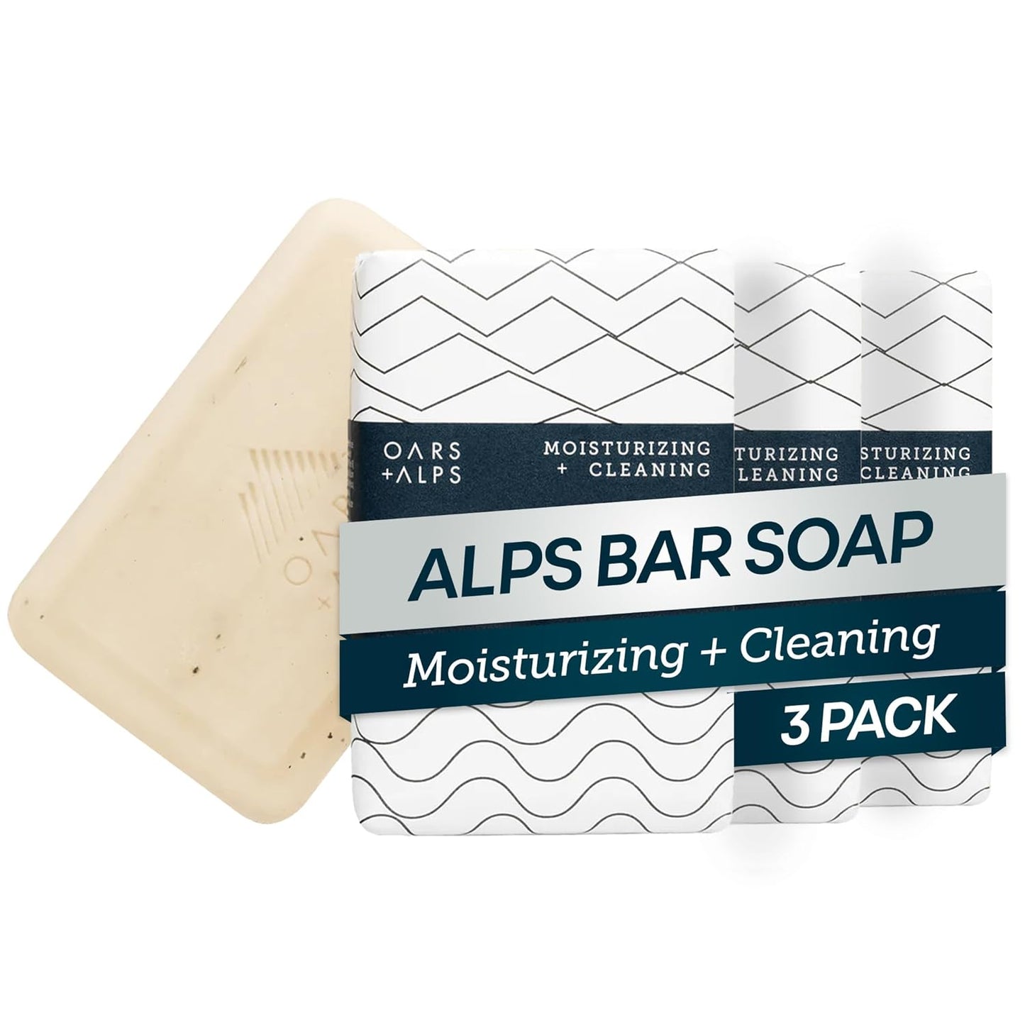 Oars + Alps Moisturizing Men's Bar Soap, Dermatologist Tested and Made with Clean Ingredients, Travel Size, 3 Pack, 6 Oz Each