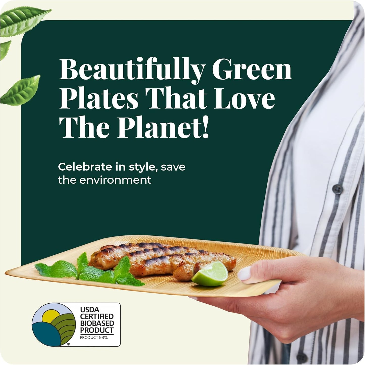 Palm Leaf Bamboo Plate Disposable 2.5 Inch Biodegradable Compostable Best Alternative To Wooden Plastic Paper Plate By KoalaLove (2.5 Inch 25 Mini Sushi)