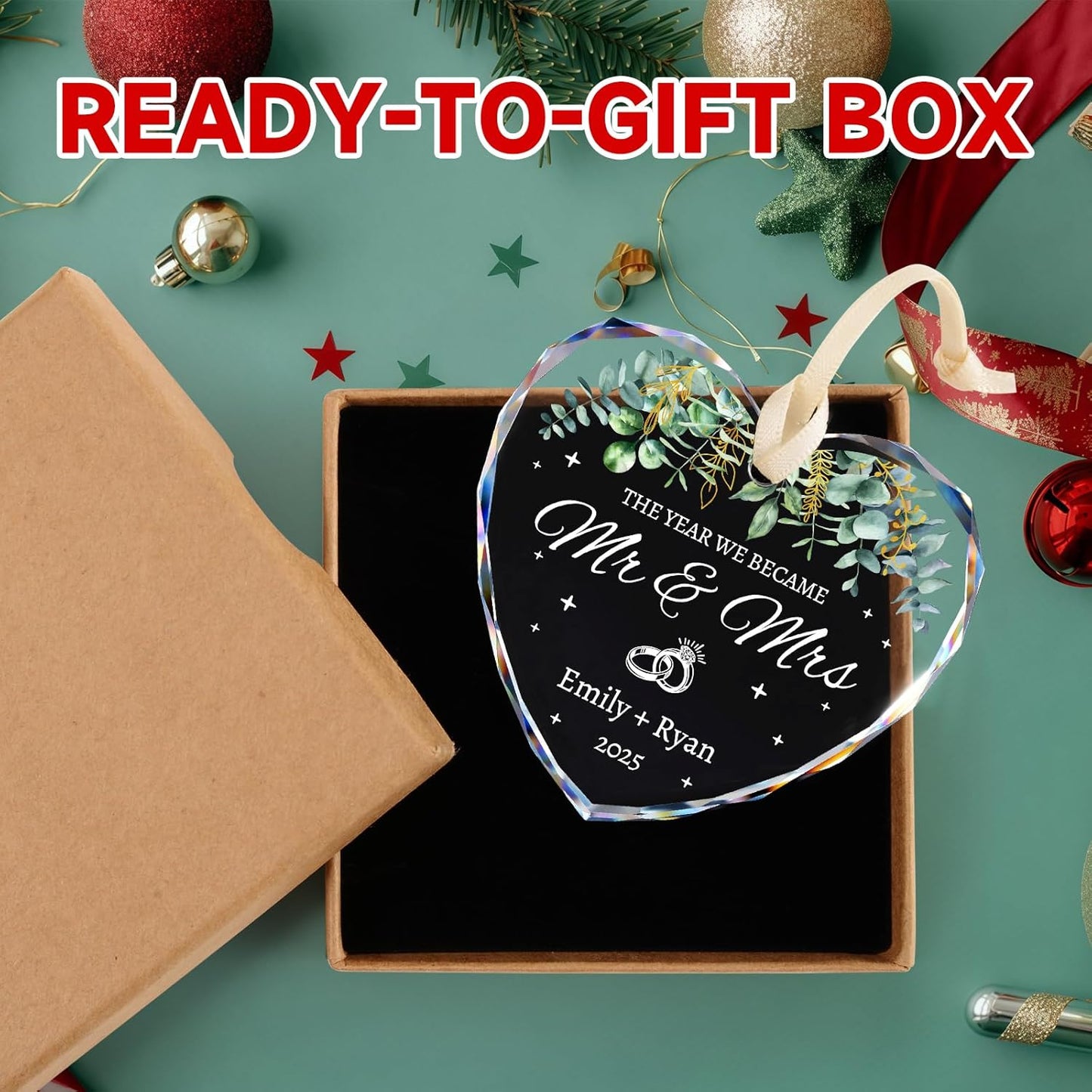 Personalized Wedding Gifts for Couples 2025 - Mr and Mrs Ornament - Bridal Shower Gifts, Wedding Gift for Bride, Newly Wed, Future Mr Mrs - Just Married Decorations Acrylic Ornaments