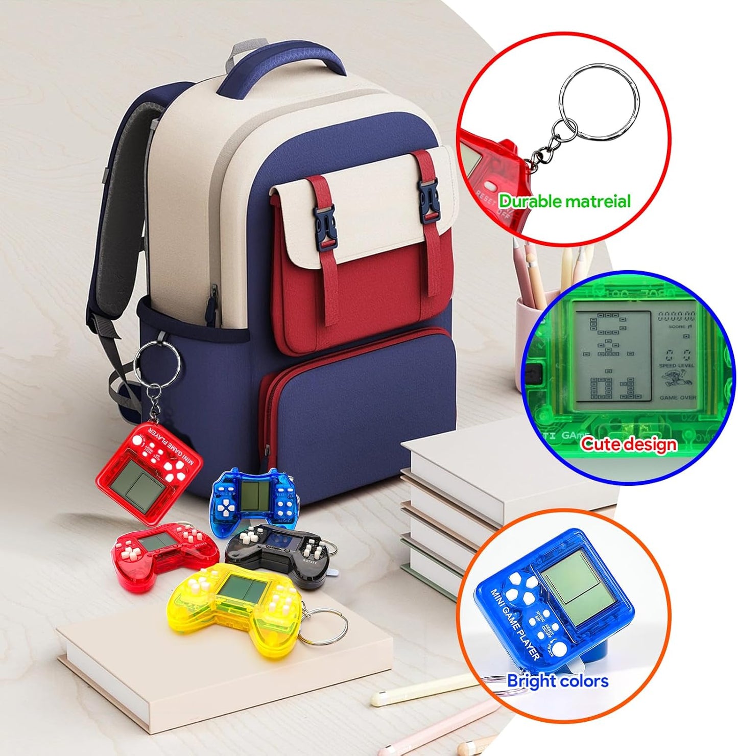 24Pcs Video Game Party Favors for Kids, Mini Game Keychain Arcade party favors Birthday Supplies Classroom Prizes for Boys and Girls