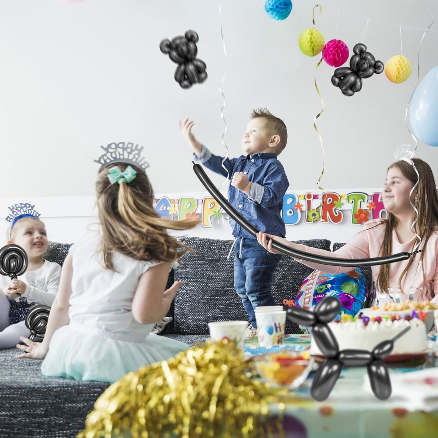 Metallic Black Long Balloons Premium 260 Twisting Animals Magic Balloons for Birthday Kids Wedding Party Supply 100pcs