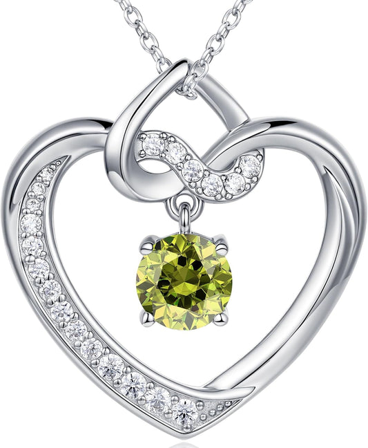 Heart Birthstone Necklaces Gifts for Women Wife, Jewelry for Women Wedding Anniversary Birthday Gifts for Wife Girlfriend Mom Christmas Valentines Gifts S925 Sterling Silver