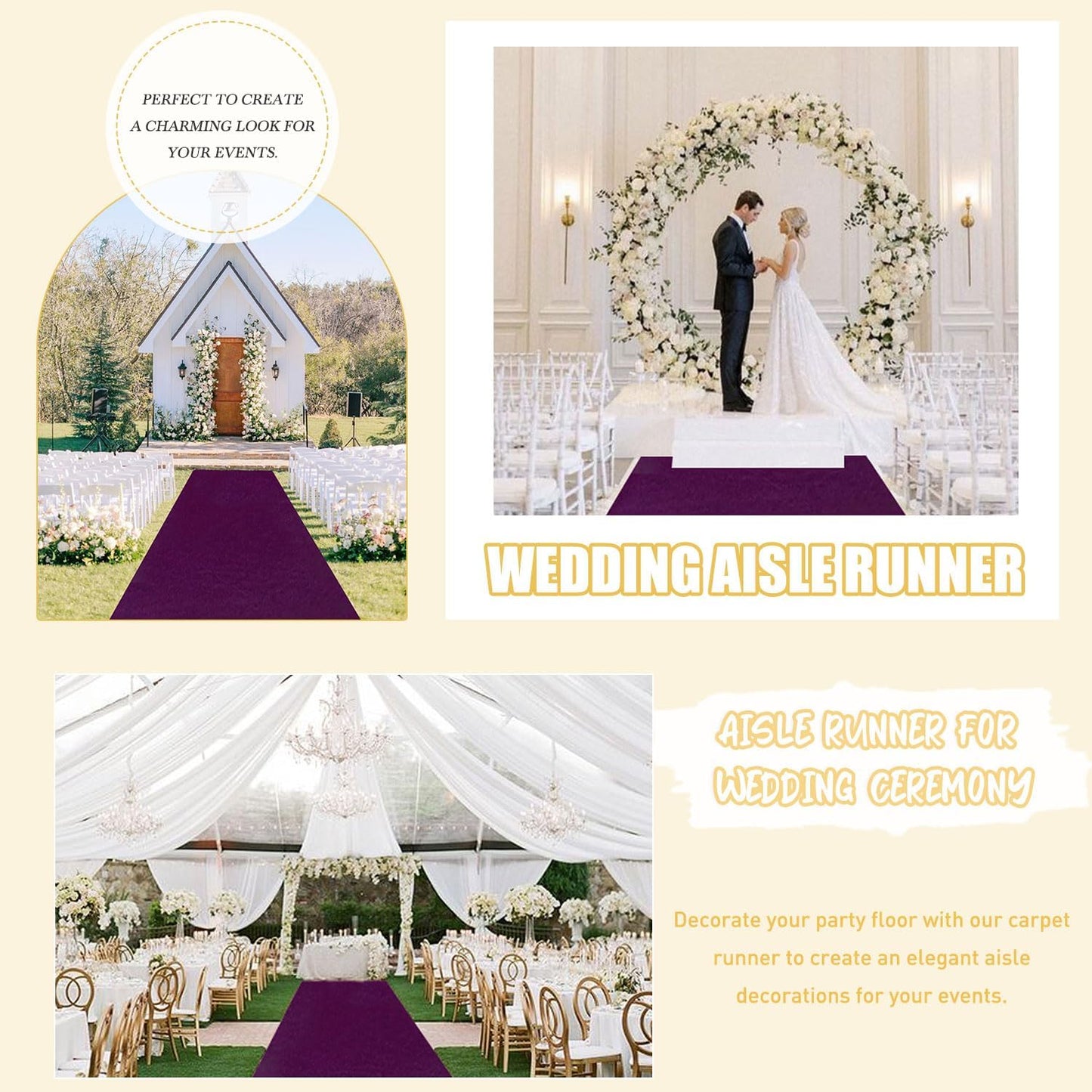 FUHSY Purple Carpet Runner for Party Aisle Runner for Wedding Ceremony Outside 4x20 FT Aisle Runners for Weddings Carpet Runway Bridal Walkway Runner Rug for Prom Events