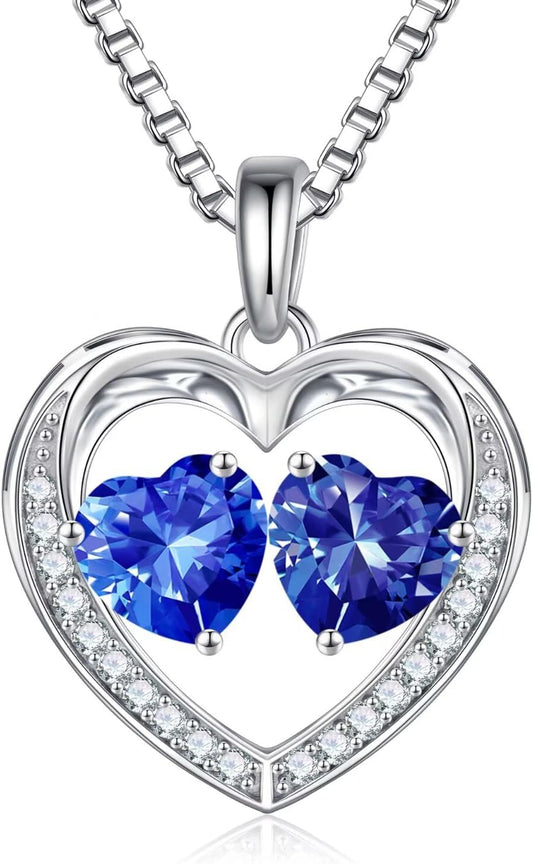 Iefil Christmas Gifts for Wife - 925 Sterling Silver Birthstone Necklace, Anniversary Birthday Gifts for Women, Stocking Stuffers for Women Wife Mom Daughter