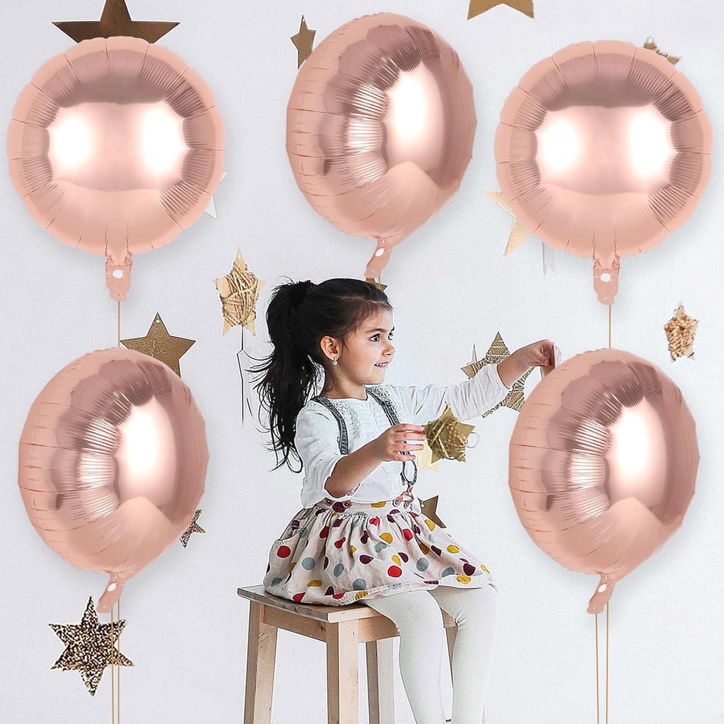 20 Pcs Round Shaped Balloons,18 Inch Round Foil Balloon,Giant Round Mylar Balloon Helium Balloons for Birthday Party Baby Shower Wedding Decorations (Champagne Gold)
