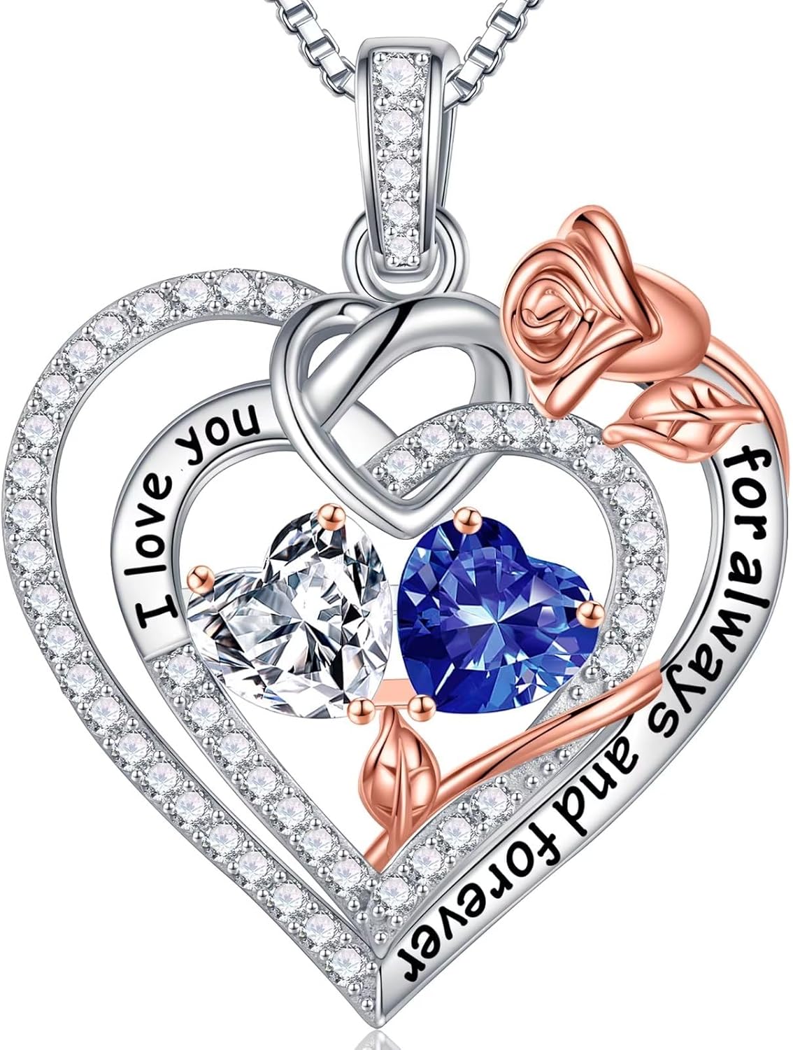 Iefil Christmas Gifts for Wife Women - 925 Sterling Silver Double Birthstone Necklace, Anniversary Birthday Gifts for Women, Jewelry Gift for Wife Girlfriend Mom Her