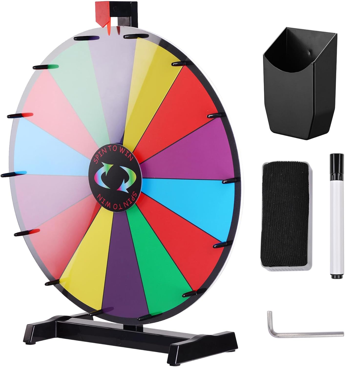 WinSpin 24" Spinning Color Prize Wheel with 30"x19" Prize Drop Board Game Party Trade Show
