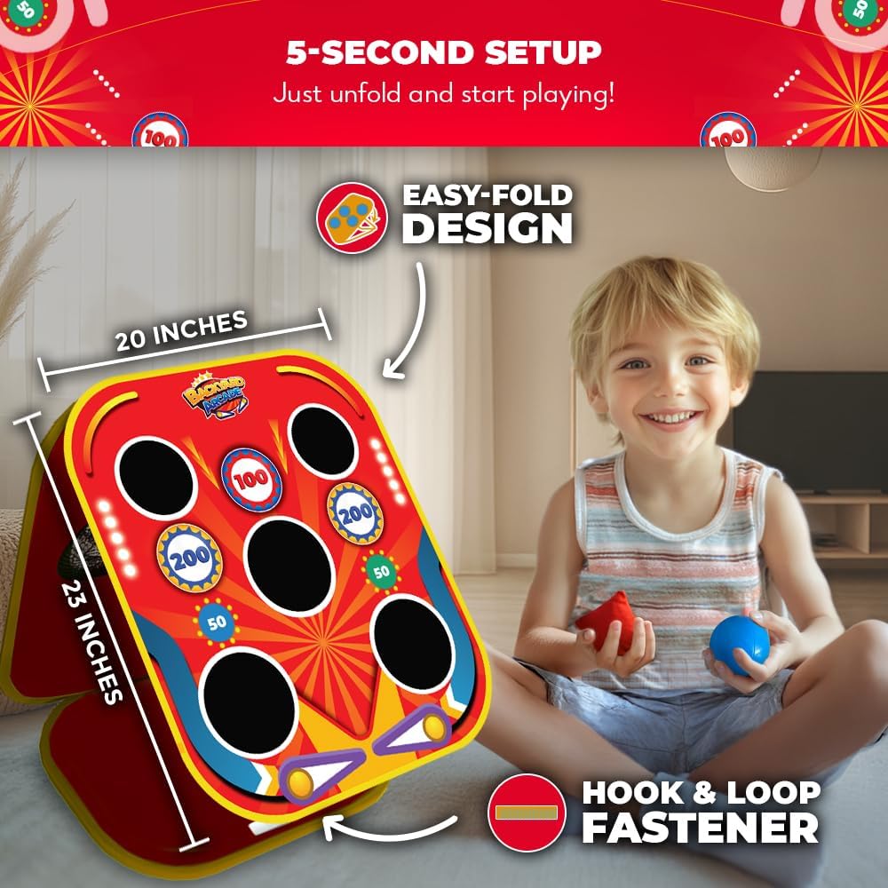 Swooc Games® - Backyard Arcade™ | 2-in-1 Bean Bag Toss Game for Kids w/Carry Bag | 5-Second Setup & Storage | Outside Toys for Toddlers | Carnival Games for Kids | Outdoor Toddler Activities