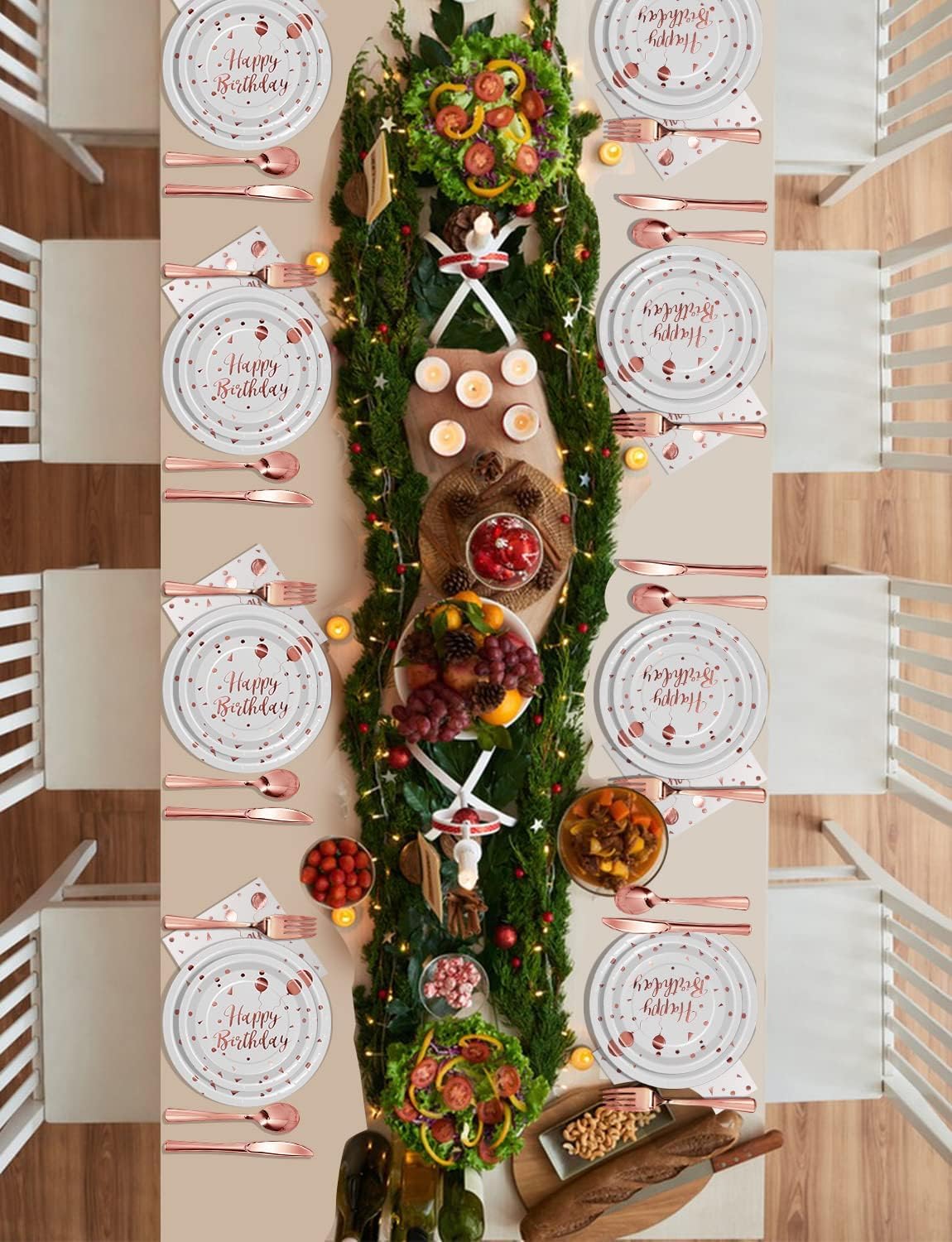 Birthday Party Tableware, 161 Pieces Rosegold Party Supplies, Party Dinnerware Sets Include Paper Plates Napkins Cups Silverware, for Shower Engagement Parties Decoration -20 Serves