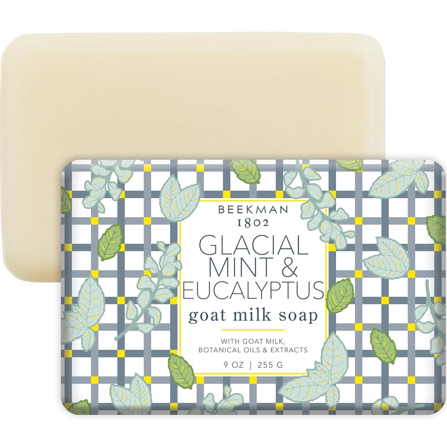 Beekman 1802 Glacial Mint & Eucalyptus Goat Milk Soap - Scented - 9 oz - Cleanses, Nourishes & Hydrates - Certified Microbiome Friendly - No Irritation - Good for Sensitive Skin