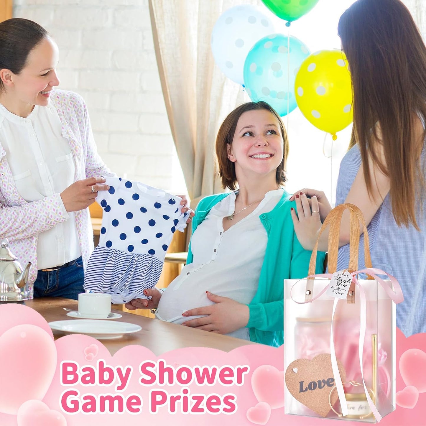 68Pcs Baby Shower Prizes for Game Winners Gifts Wedding Bridal Shower Gifts Including Glass Cans Notebooks Soy Candles Hair Clips for Baby Shower Wedding Bridal Shower Game Prizes (6, Pink)