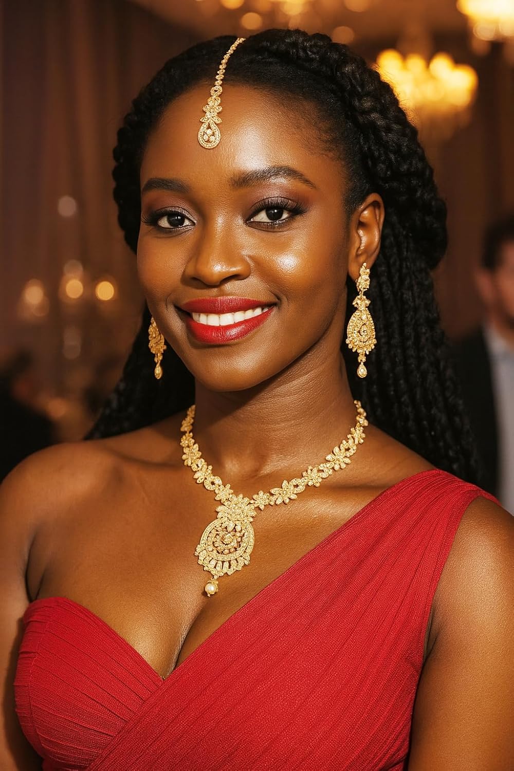 Touchstone Indian jewelry sets for women maang tikka wedding guest gold necklace bollywood jewellery set pageant elegant prom bride accessories western crystal chunky rhinestone necklaces