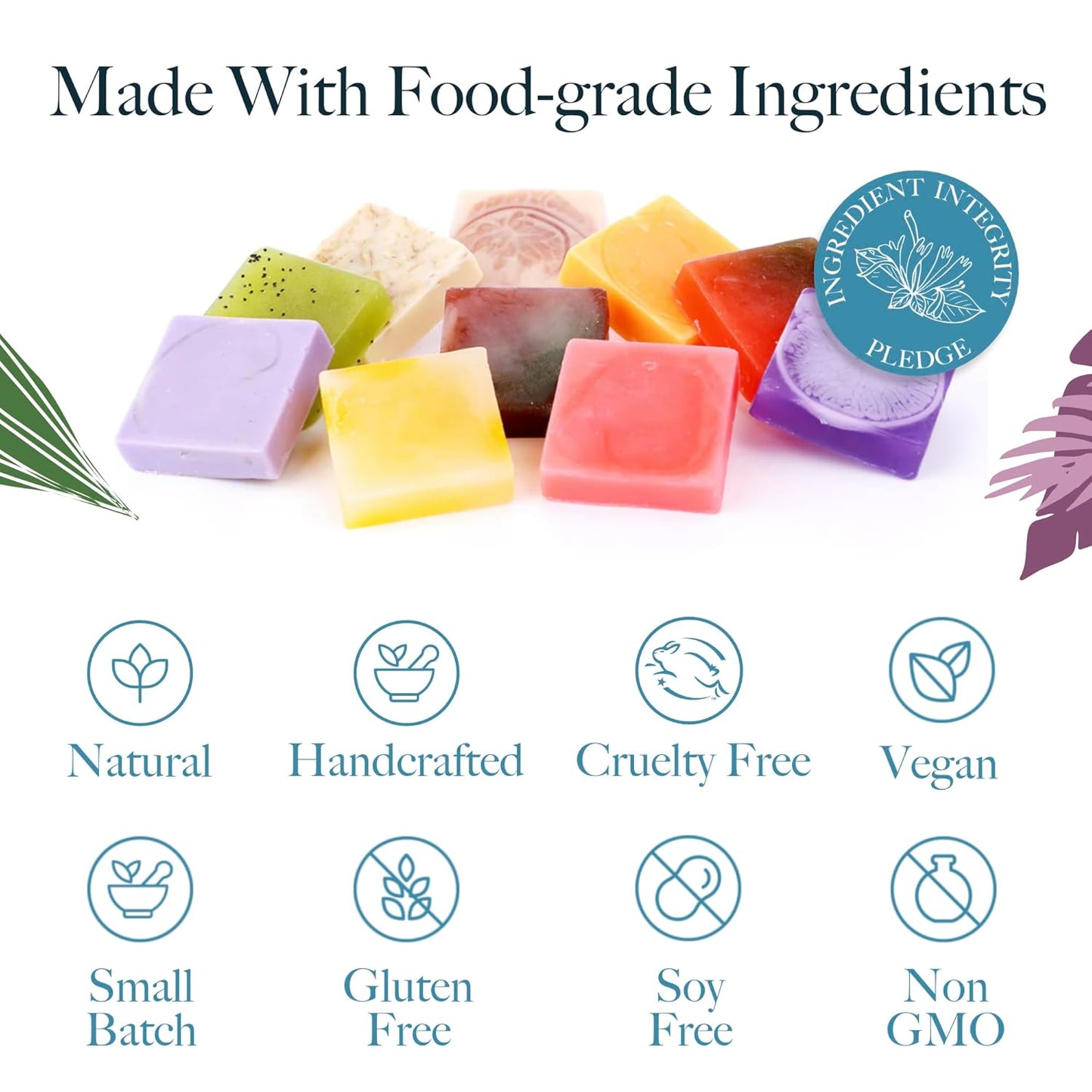 Saavy Naturals Bar Soap Plant-Based Ingredients - Made In USA Organic Bar Soap - Mini Soap Bars 10 Units Gift Set, Square Shaped Artisan Natural Soap Bar 1.2 Oz, 10 Pack.