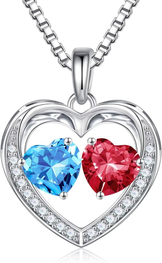 Iefil Christmas Gifts for Wife - 925 Sterling Silver Birthstone Necklace, Anniversary Birthday Gifts for Women, Stocking Stuffers for Women Wife Mom Daughter