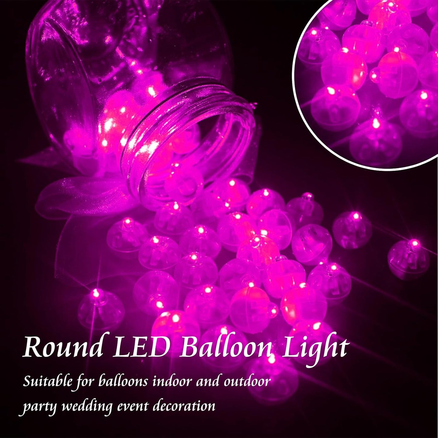 100pcs Balloon Lights Mini Led Lights Round Long Standby Time Multicolor Ball Light Paper Lantern Balloons Lights for Birthday Party Christmas Halloween Decoration (Pink, 100 PCS with Hook)