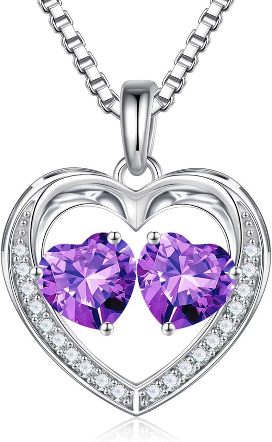 Iefil Christmas Gifts for Wife - 925 Sterling Silver Birthstone Necklace, Anniversary Birthday Gifts for Women, Stocking Stuffers for Women Wife Mom Daughter