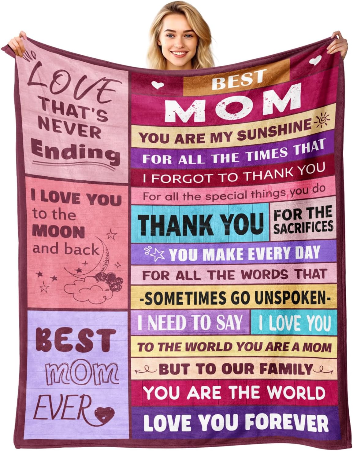 Mom Birthday Gifts from Daughter & Son - Best Mom Ever Gifts - Presents for Moms - Christmas Valentines Day Mothers Day Birthday Gift Ideas for Moms - Gift for Mother - To My Mom's Blanket 50"x60"